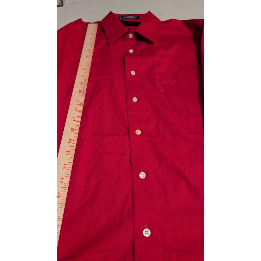 STAFFORD Dress Shirt Men 15-15.5 (32-33)  Red Regular Fit Long Sleeve